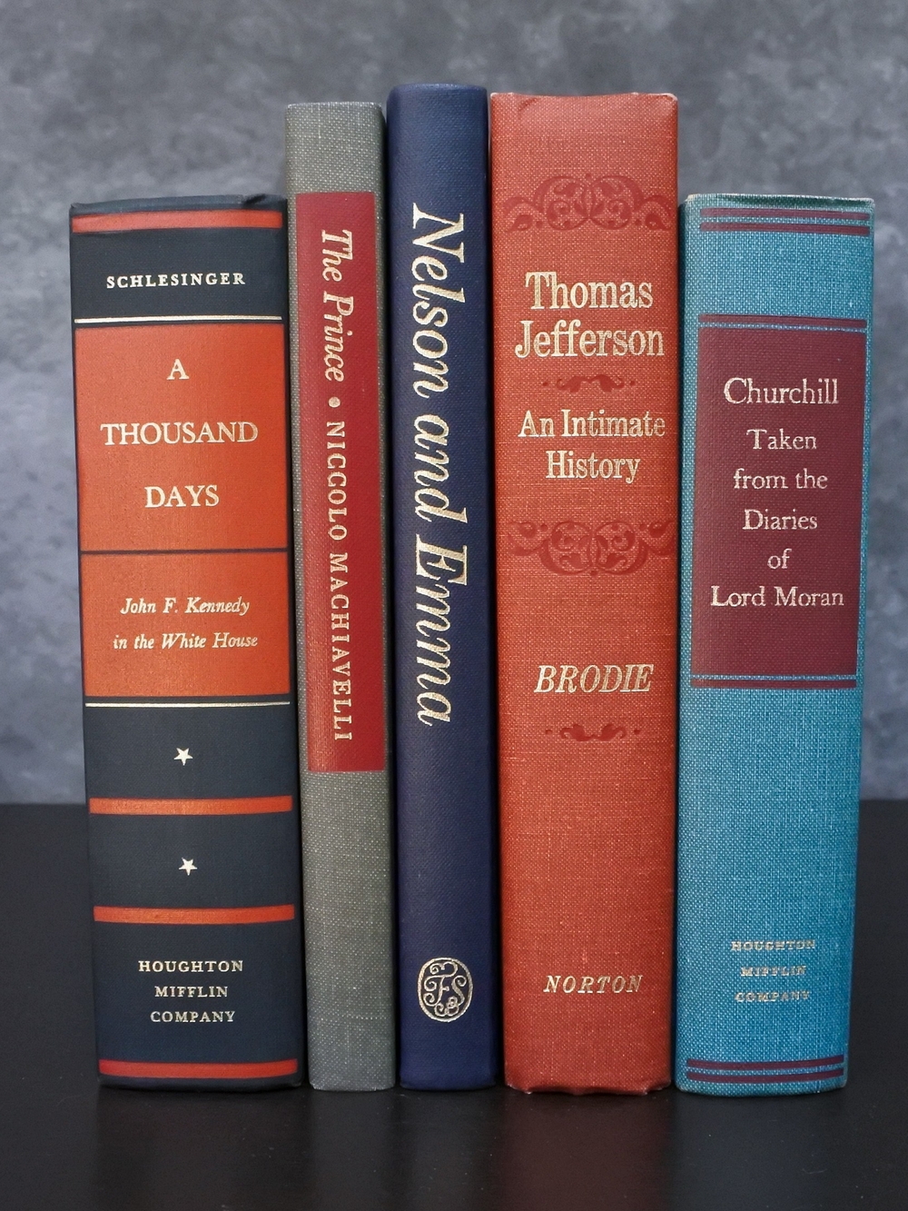 Vintage History Hardcover Stack Red Blue Book Shelf Decor Set